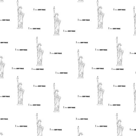 450x450 Seamless Pattern I Love Ny Vector Design Sketch Statue Pattern