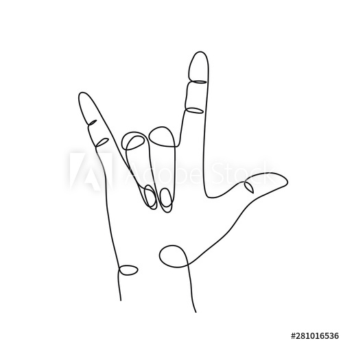 Hand Gesture I Love You One Line Drawing 500x500 Hand Gesture I Love You One Line Drawing