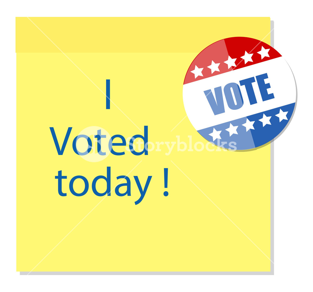 1000x933 I Voted Today Written On Sticky Note With A Glossy Badge Vector