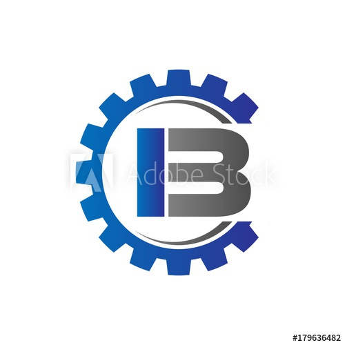 500x500 Ib Initial Logo Vector With Gear Blue Gray