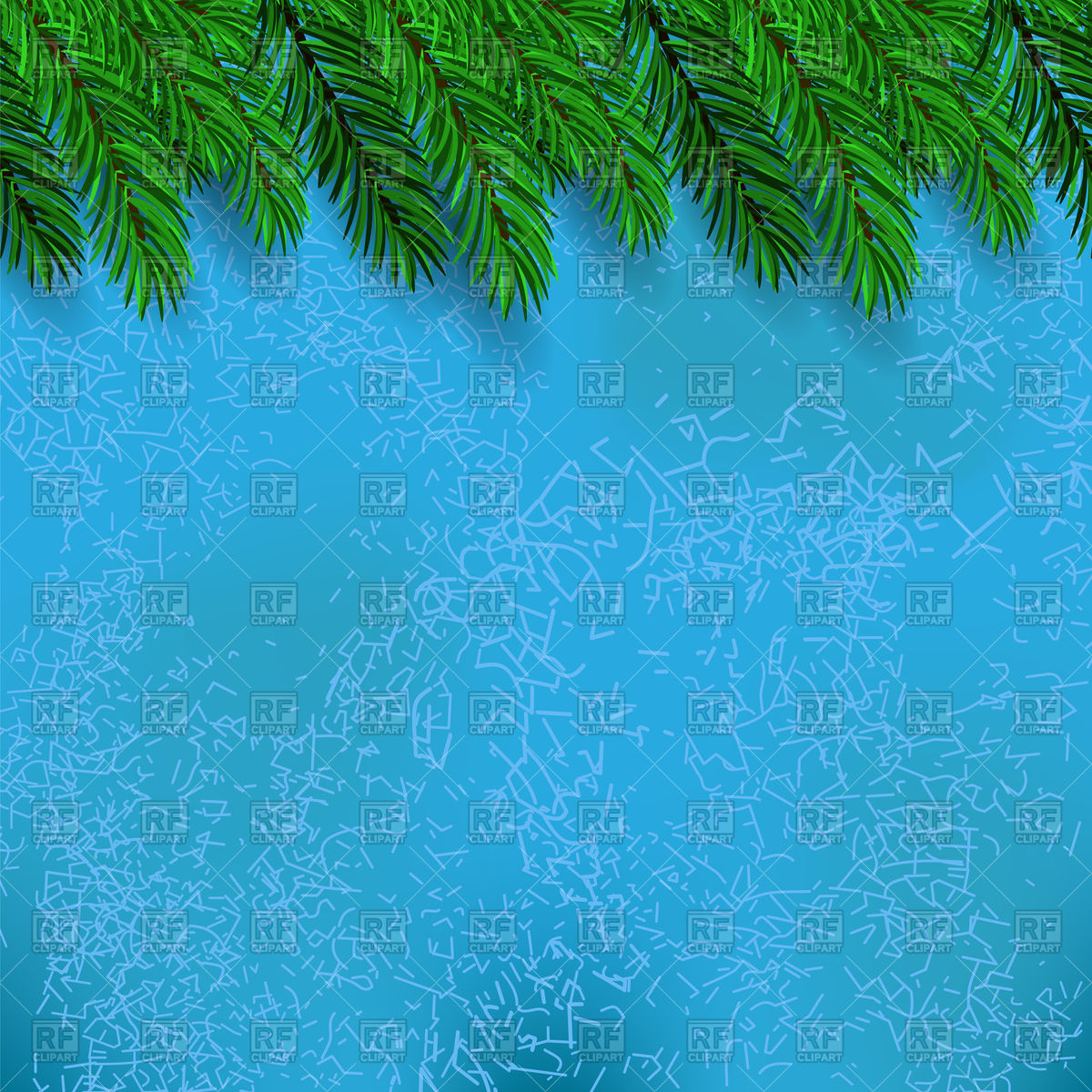 Green Fir Tree Branch On Blue Ice Background Vector Image 1200x1200 Green Fir Tree Branch On Blue Ice Background Vector Image