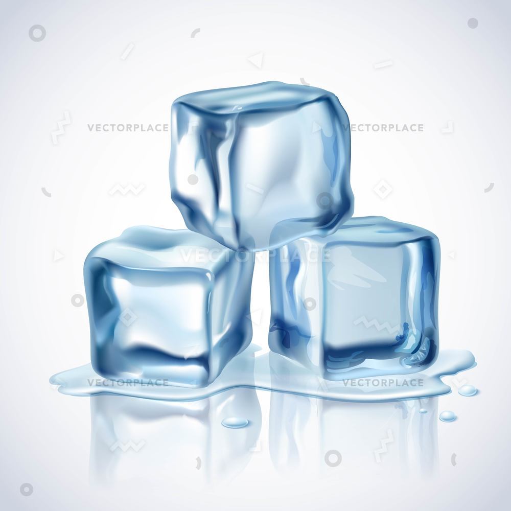 Realistic Blue Ice Cubes Water Drops Vector Illustration 1000x1000 Realistic Blue Ice Cubes Water Drops Vector Illustration