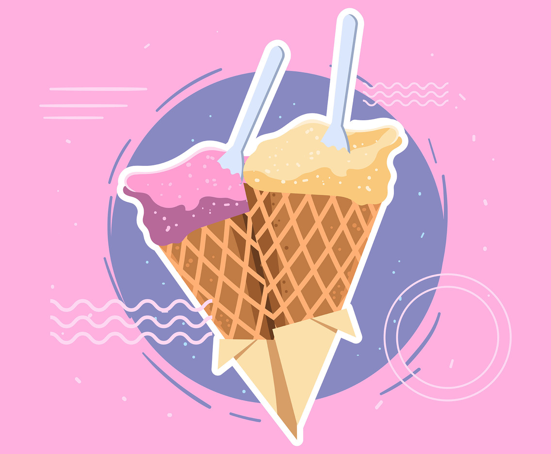 1136x936 Summer Ice Cream On Pink Background Vector Art Graphics