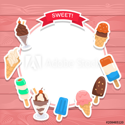 500x500 Sweet Ice Cream Background Vector Design With Wooden Texture