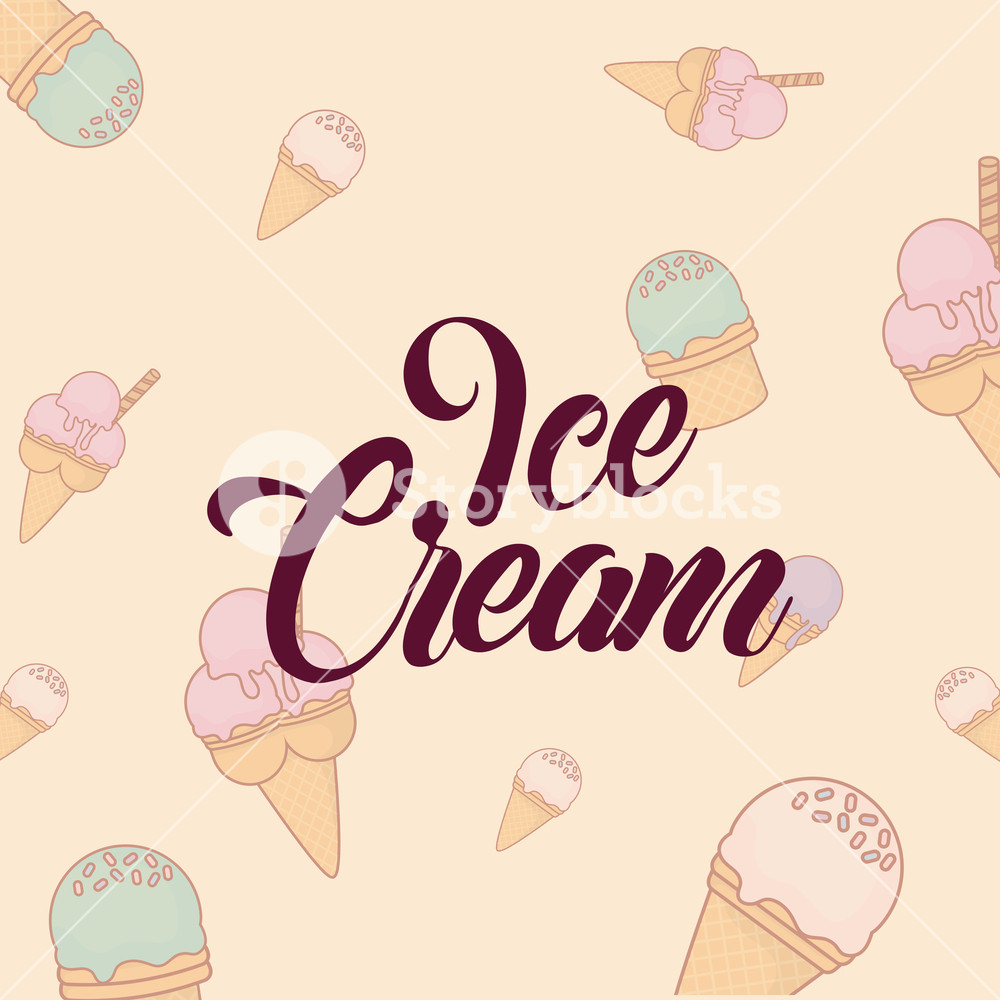 1000x1000 Ice Cream Background, Colorful Design Vector Illustration Royalty