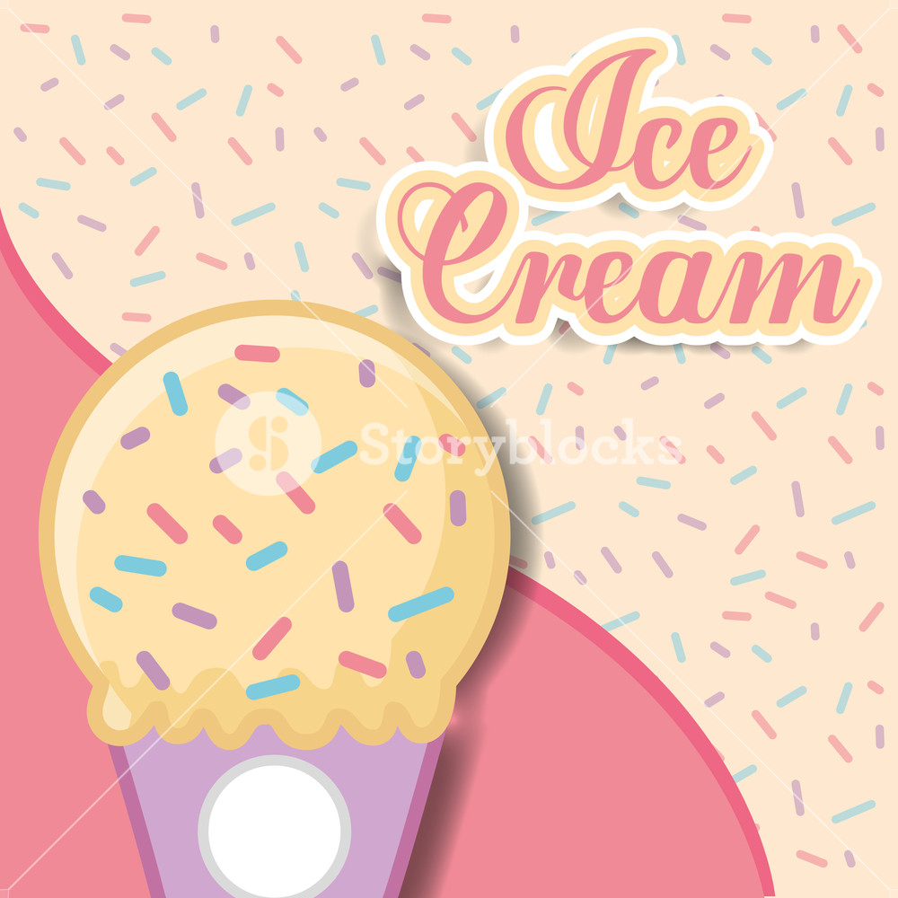 1000x1000 Ice Cream Vanilla Cone Sparkles Sweet Background Vector