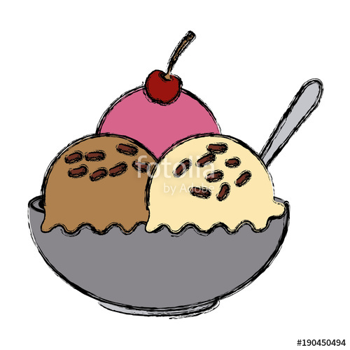 500x500 Ice Cream Bowl Icon Vector Illustration Graphic Design Stock