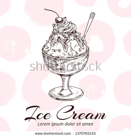 450x470 Stock Vector Sketch Of Ice Cream In Glass Bowl Vector