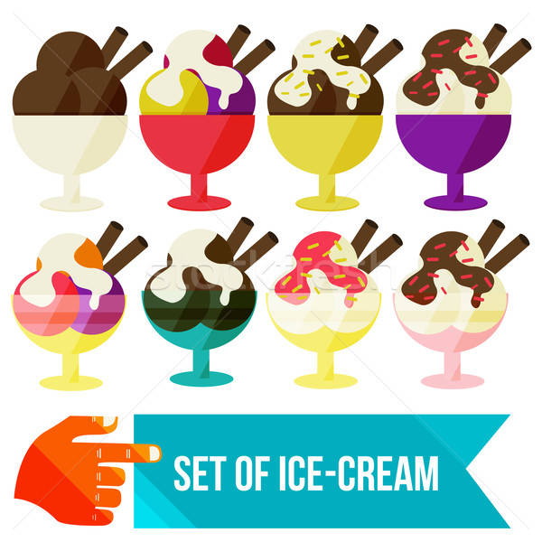 600x600 Set Of Ice Cream In A Bowl Vector Illustration Alexsandra