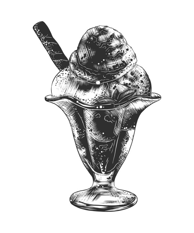 626x751 Hand Drawn Sketch Of Ice Cream In Sundae Bowl Vector Premium