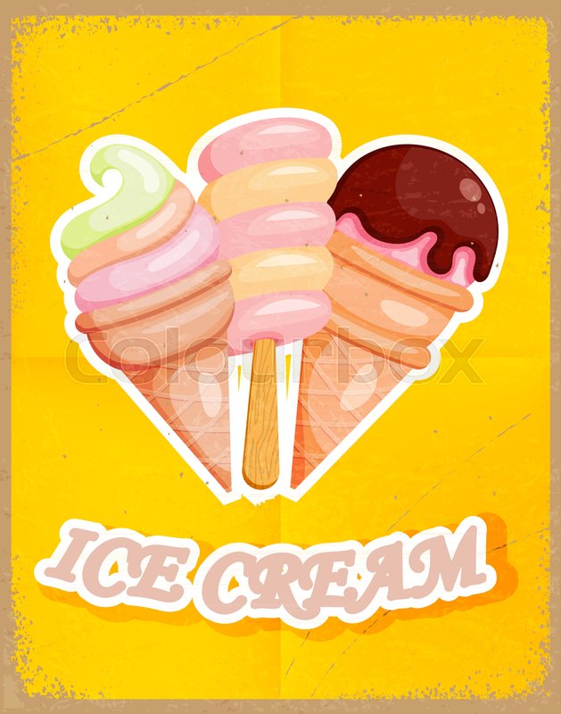 629x800 Vintage Ice Cream Retro Banner With Stock Vector Colourbox