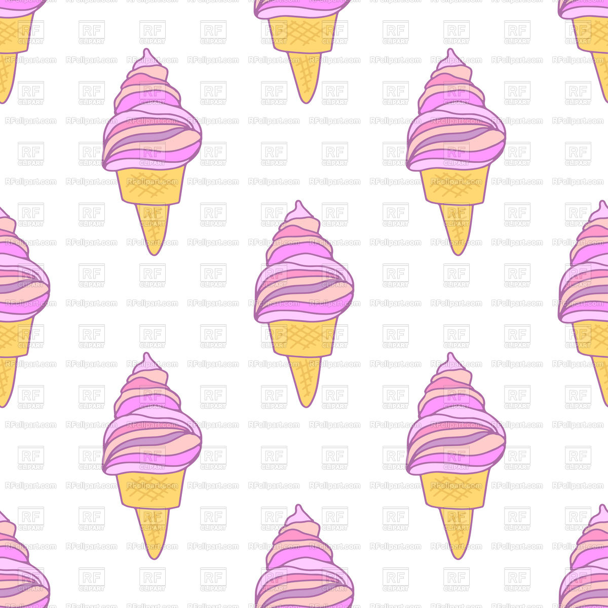 1200x1200 Cute Pink Ice Cream Cones Seamless Pattern Vector Image