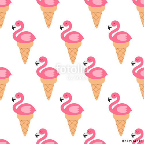 500x500 Flamingo In Ice Cream Cone Seamless Pattern Repeating Texture