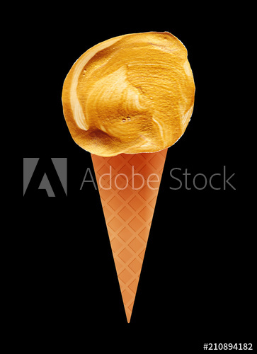 363x500 Golden Ice Cream Cone Vector Illustration Isolated On Black Hand