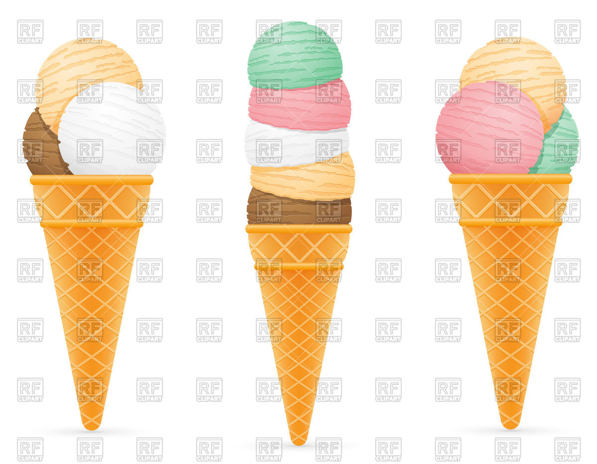 1200x933 Set Of Ice Cream Balls In Waffle Cone Vector Image Of Food