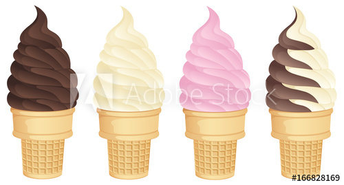 500x269 Vector Illustration Of Soft Serve Ice Cream Cones In A Variety