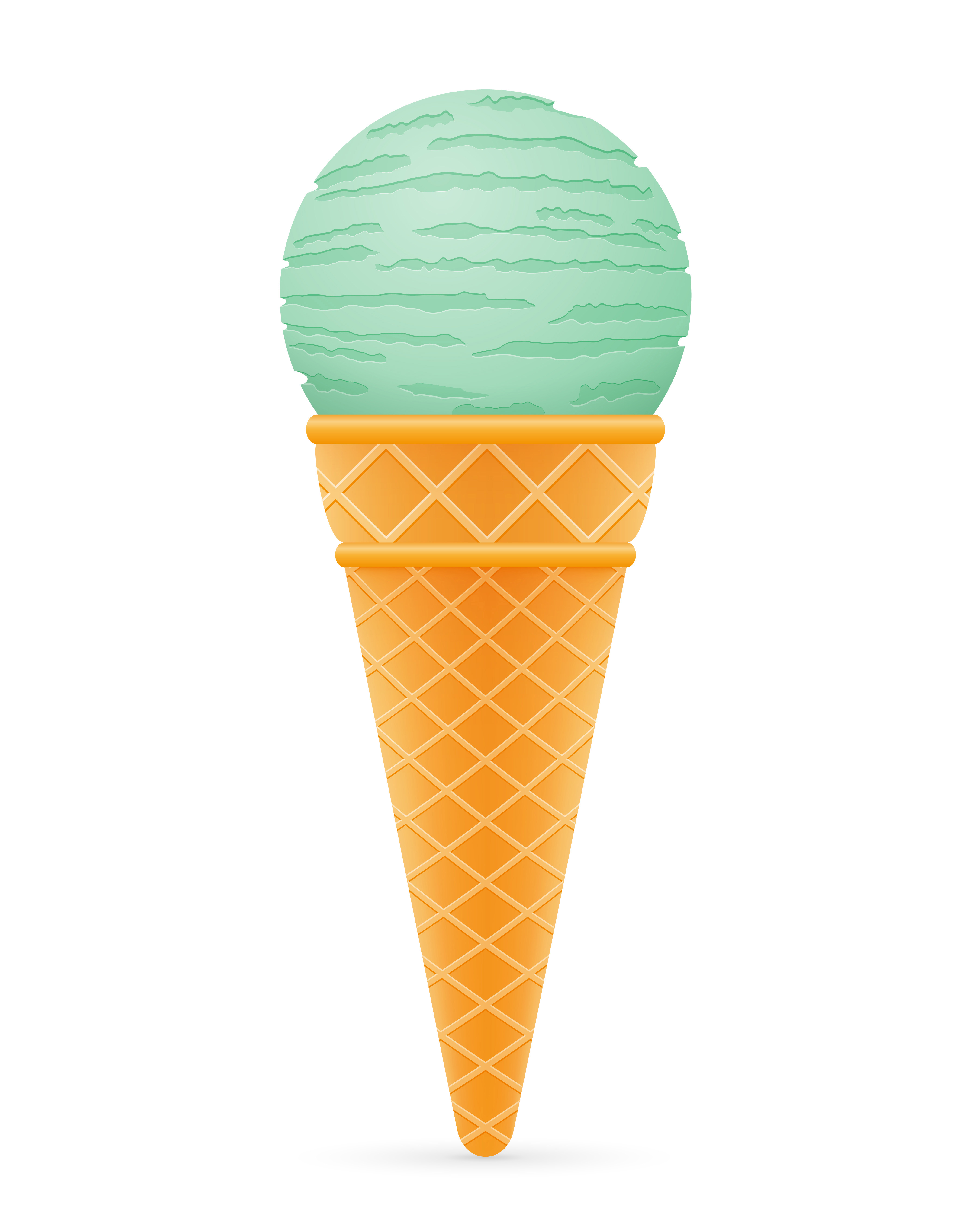 4134x5315 Ice Cream Ball In Waffle Cone Vector Illustration
