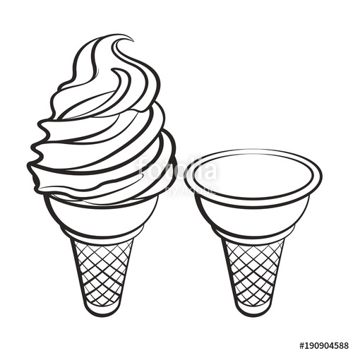 500x500 Isolated Black Outline Ice Cream Cone Vector Illustration Stock