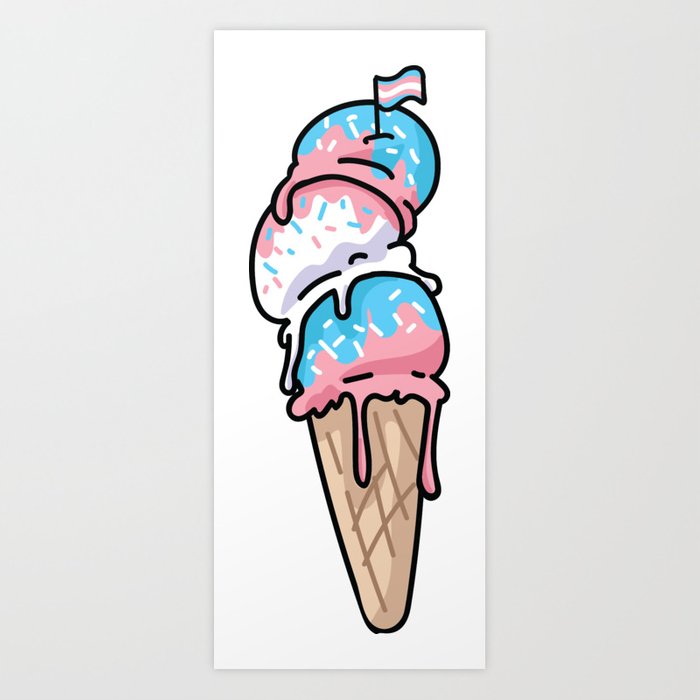 700x700 Cute Transgender Ice Cream Cone Cartoon Vector Illustration Motif