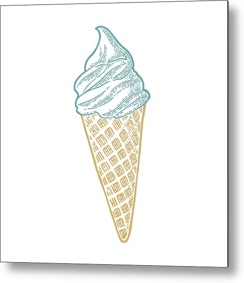 493x572 Ice Cream In The Cone Vector Vintage Color Engraving Metal Print