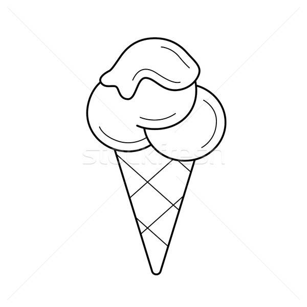 600x600 Ice Cream Cone Vector Line Icon Vector Illustration Andrei