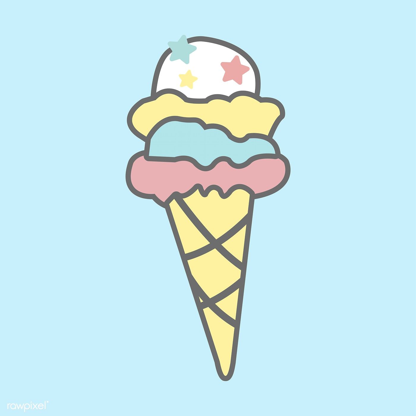 1400x1400 Colorful Ice Cream In A Cone Vector Free Image