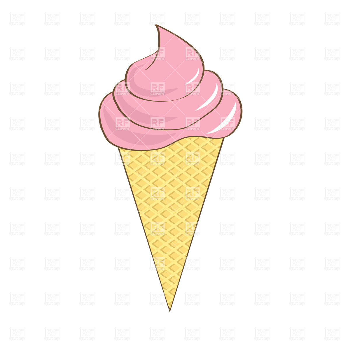 1200x1200 Pink Cone Soft Serve Ice Cream In Waffle Cup Vector Image Of Food