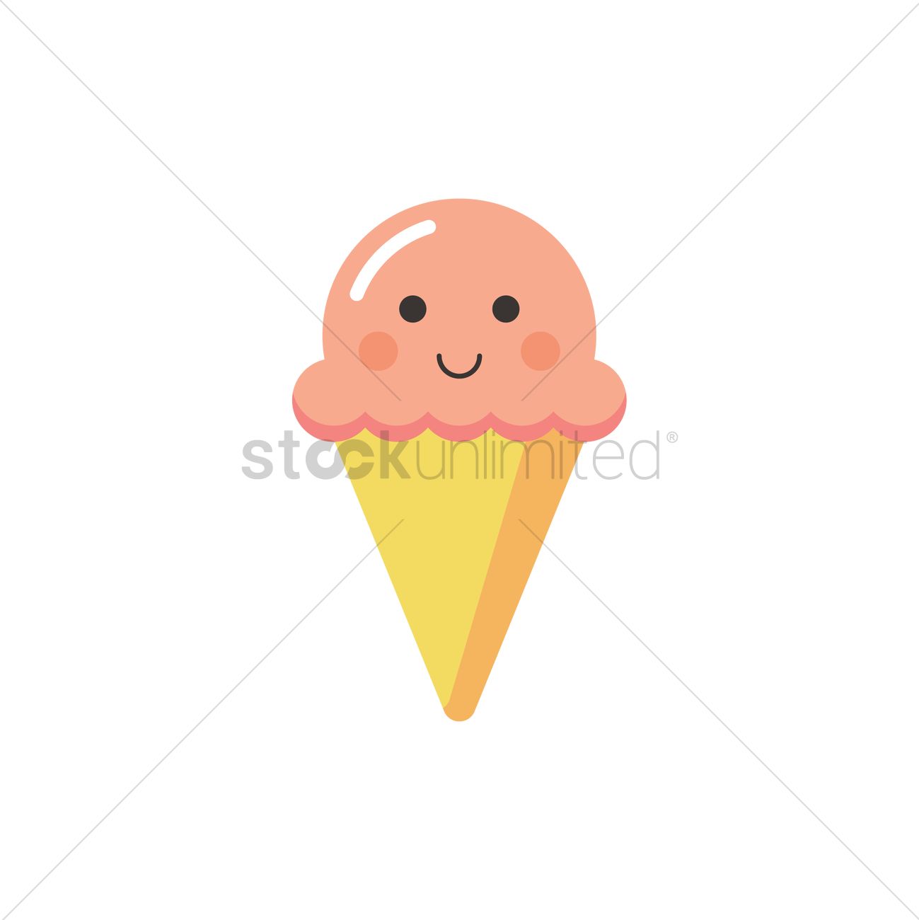 1299x1300 Smiling Ice Cream Cone Vector Image