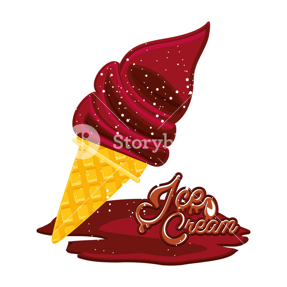 1000x1000 Delicious Ice Cream Cone Vector Illustration Design Royalty Free