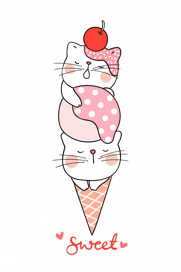 626x938 Draw Cat Sleeping In Ice Cream Cone Vector Premium Download