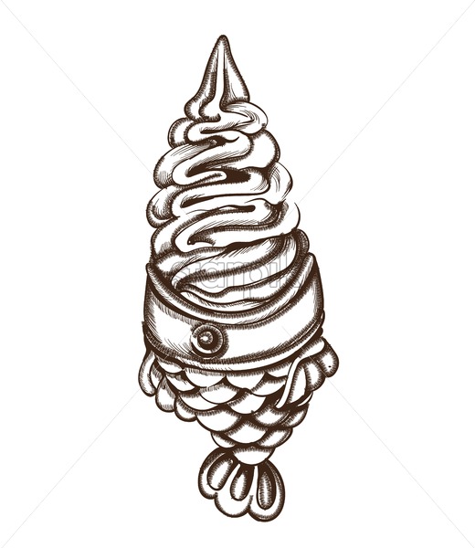 520x600 Ice Cream In A Cup Vector Line Art Delicious Summer Sweets