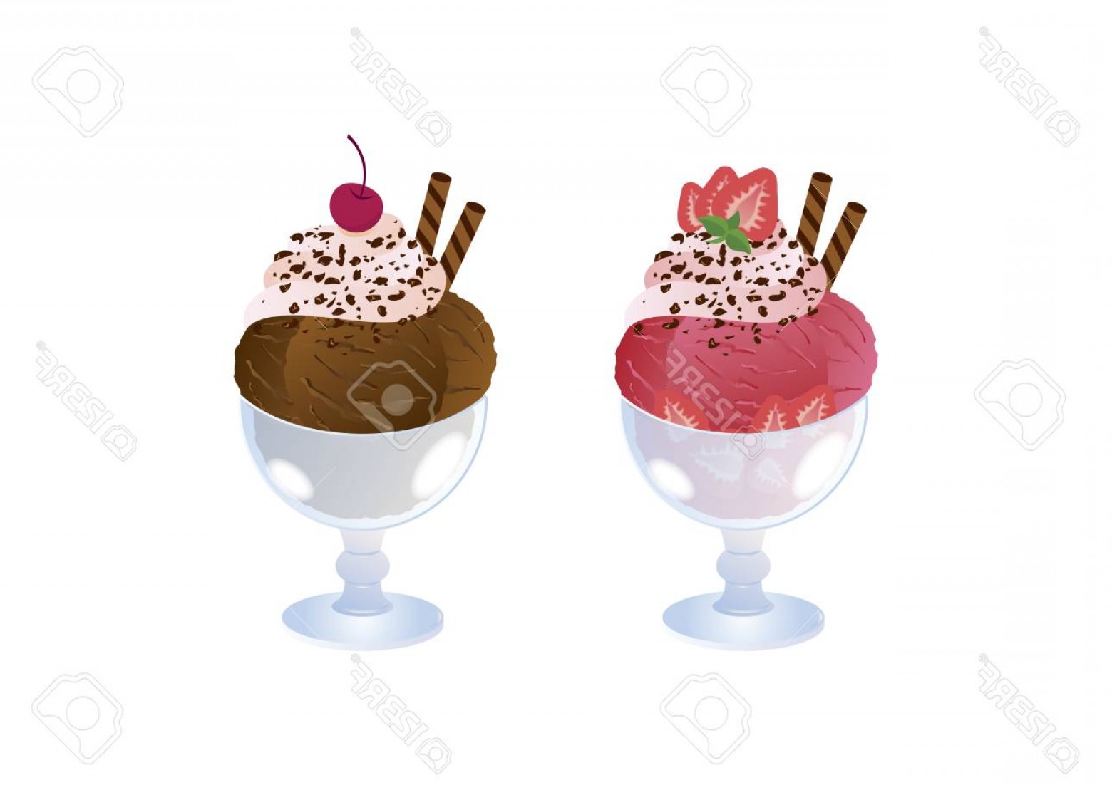 1560x1102 Photostock Vector Chocolate And Strawberry Sundae Vector Ice Cream