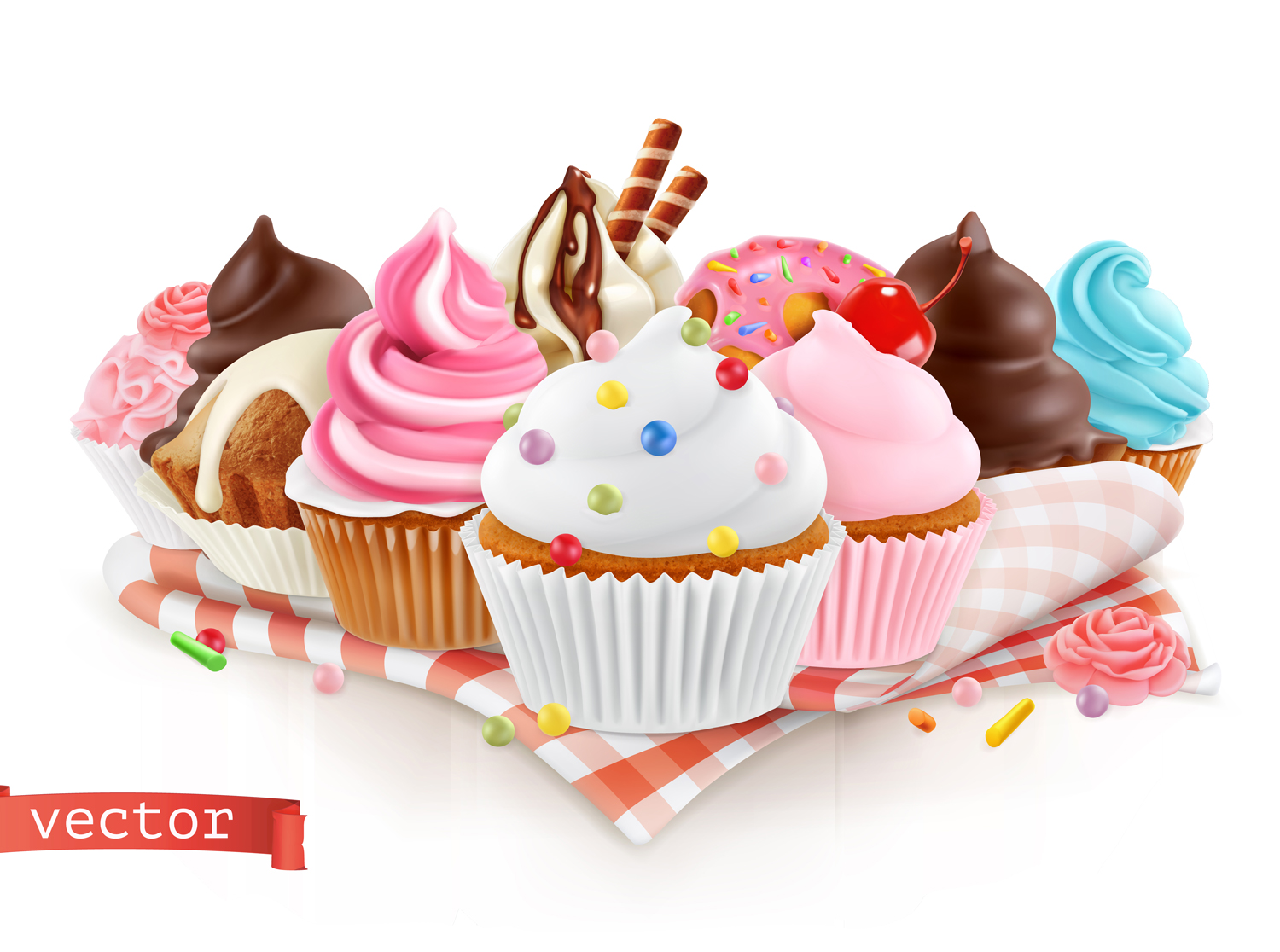 1500x1116 Realistic Ice Cream Cup Cake Vector Free Download