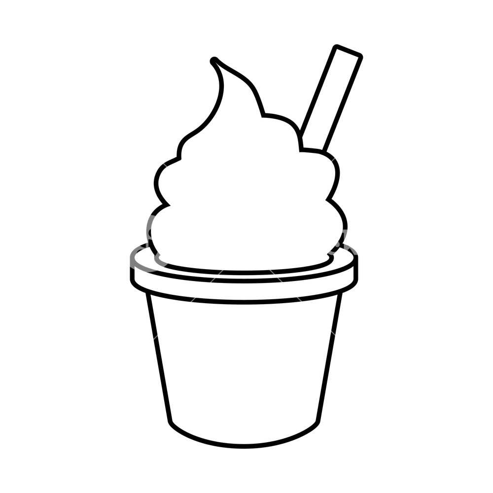 1000x1000 Ice Cream In Cup Fast Food White Background Vector Illustration