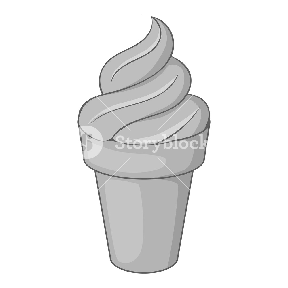 1000x1000 Ice Cream In Waffle Cup Icon In Monochrome Style Isolated On White