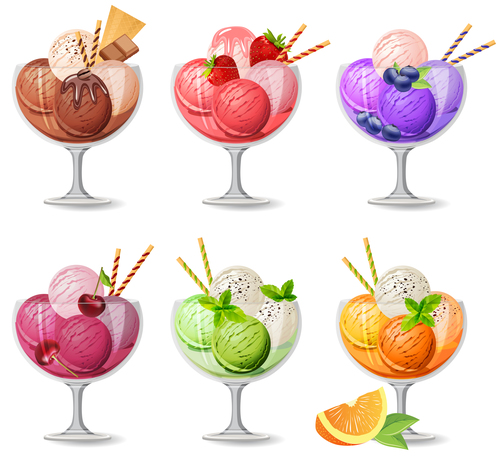 500x458 Colored Ice Cream With Glass Cup Vector Free Download