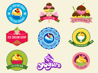 400x300 Ice Cream Vector Badges
