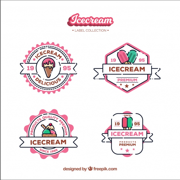 626x626 Ice Cream Logo Collection With Flat Design Vector Free Download