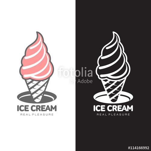500x500 Pink Ice Cream Logo, Vector Simple Illustration Isolated On White