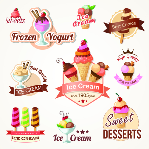 500x500 Cute Ice Cream Logos And Labels Vector Free Download