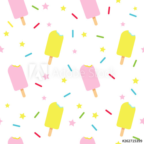 Ice Cream Seamless Pattern Vector Illustration, Yellow Ice Pop 500x500 Ice Cream Seamless Pattern Vector Illustration, Yellow Ice Pop