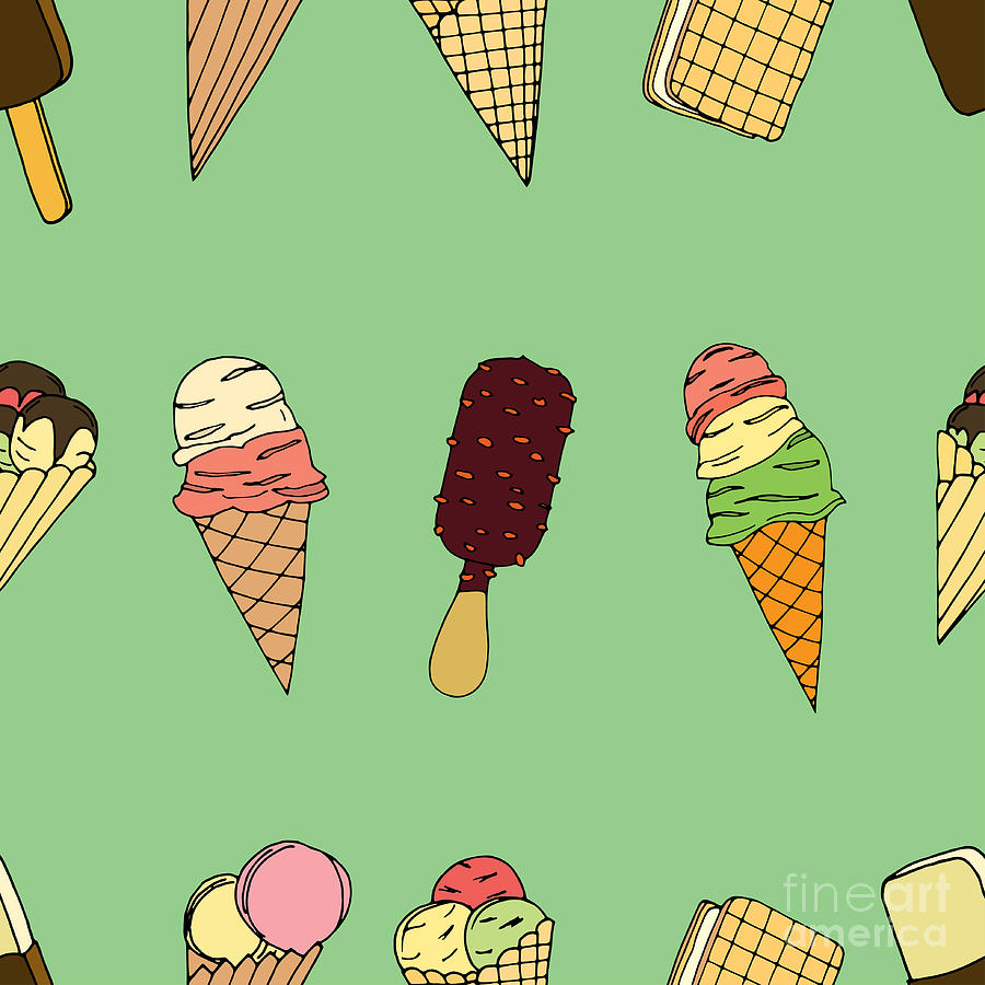 Seamless Pattern With Ice Cream Vector Digital Art 900x900 Seamless Pattern With Ice Cream Vector Digital Art