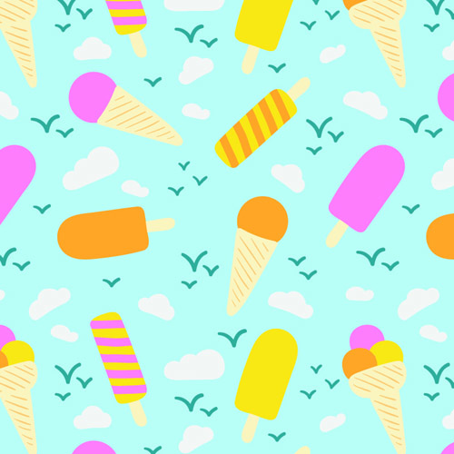 Simple Ice Creams Seamless Pattern Vector 500x500 Simple Ice Creams Seamless Pattern Vector