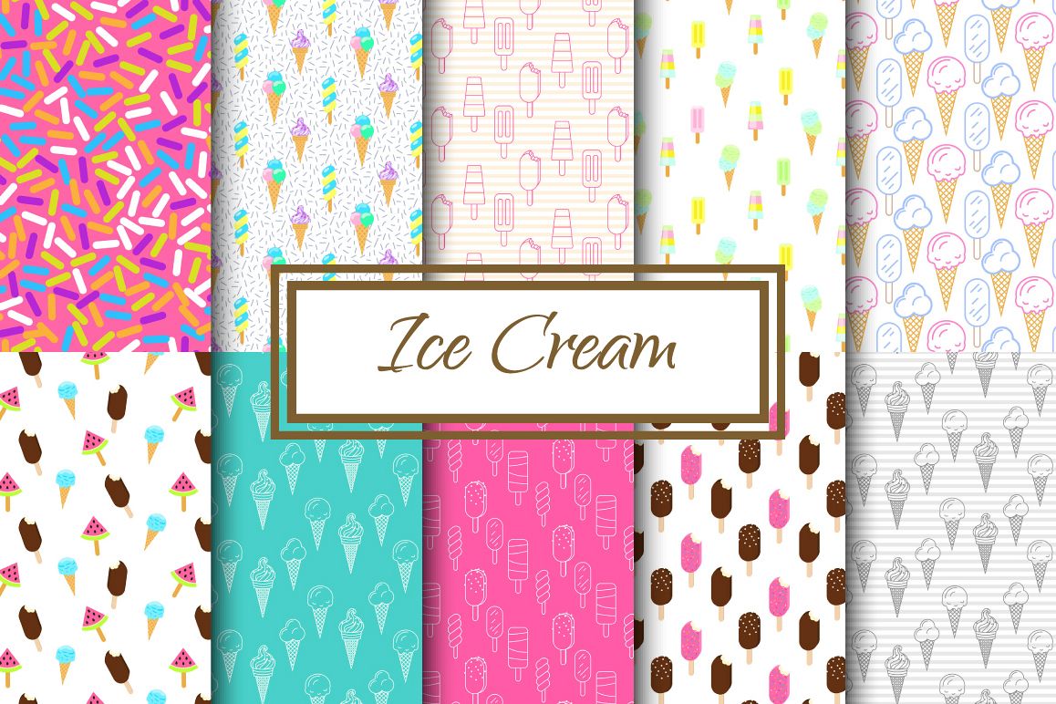 Yummy Ice Cream Vector Patterns 1158x772 Yummy Ice Cream Vector Patterns