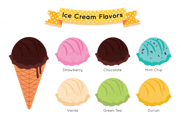 626x442 Ice Cream Color Flavors Scoops Vector Premium Download