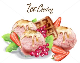 324x257 Ice Cream Scoops Vector Watercolor Delicious Banner Poster