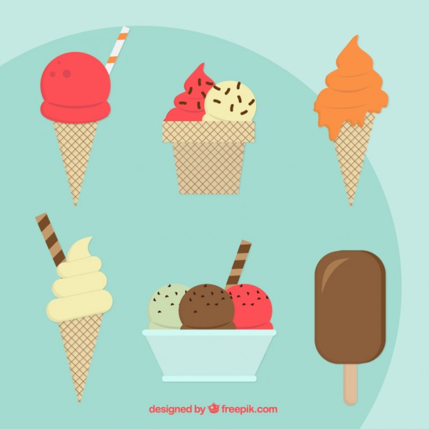626x626 Flat Ice Cream Scoops And Ice Creams With Wafer Vector Free Download