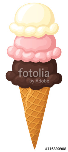 225x500 Vector Illustration Of A Three Scoop Ice Cream Cone Stock Image