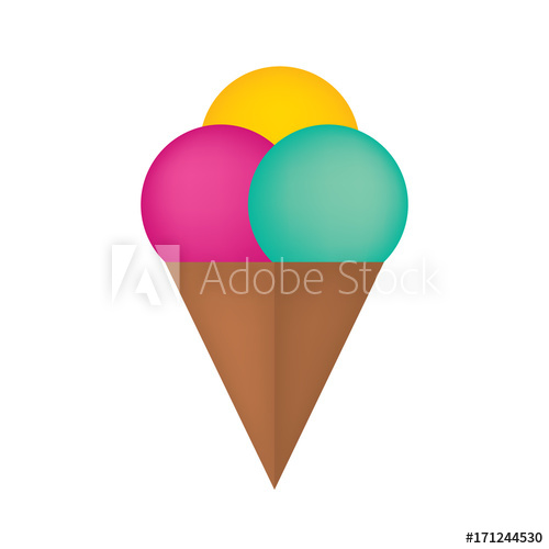 500x500 Fruit Ice Cream Scoops Vector Illustration