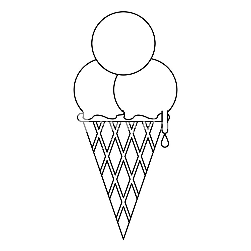 1000x1000 Ice Cream Cone With Scoops Vector Illustration Graphic Design